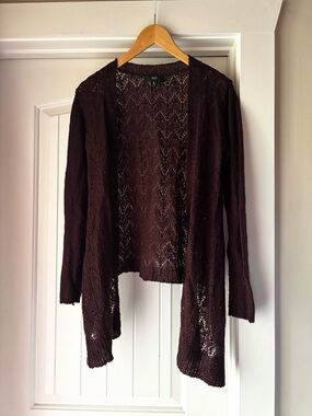 Massimo Dark Brown Open-Front Knit Cardigan